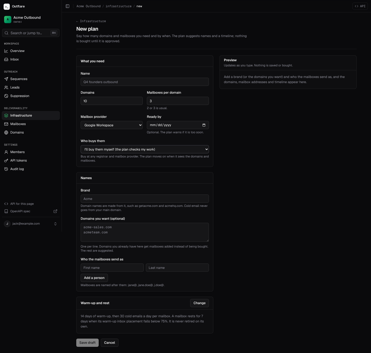 A new plan with its live preview